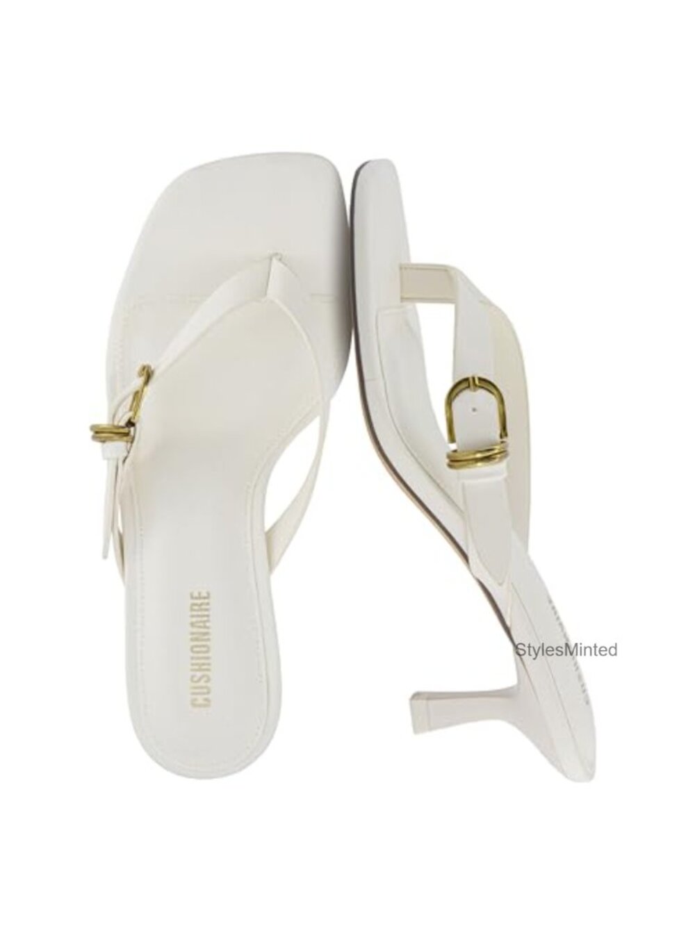 Cushioned Kitten Heel Sandals Adjustable Buckle Square Toe Dressy Low Heel